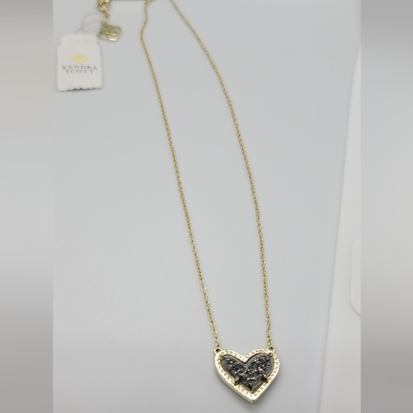 GOLD Platinum Drusy Ari Heart Necklace & Earrings - Picture 3 of 12